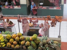 while we ate at the "food court" in Gualaceo, I was fascinated with all the fresh meat! Makes me glad I'm vegan!
