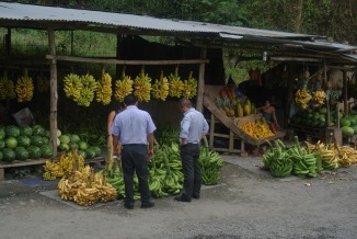 Our bus drivers from Guayaquil stop and comtemplate their prospective purchase...no hurry!